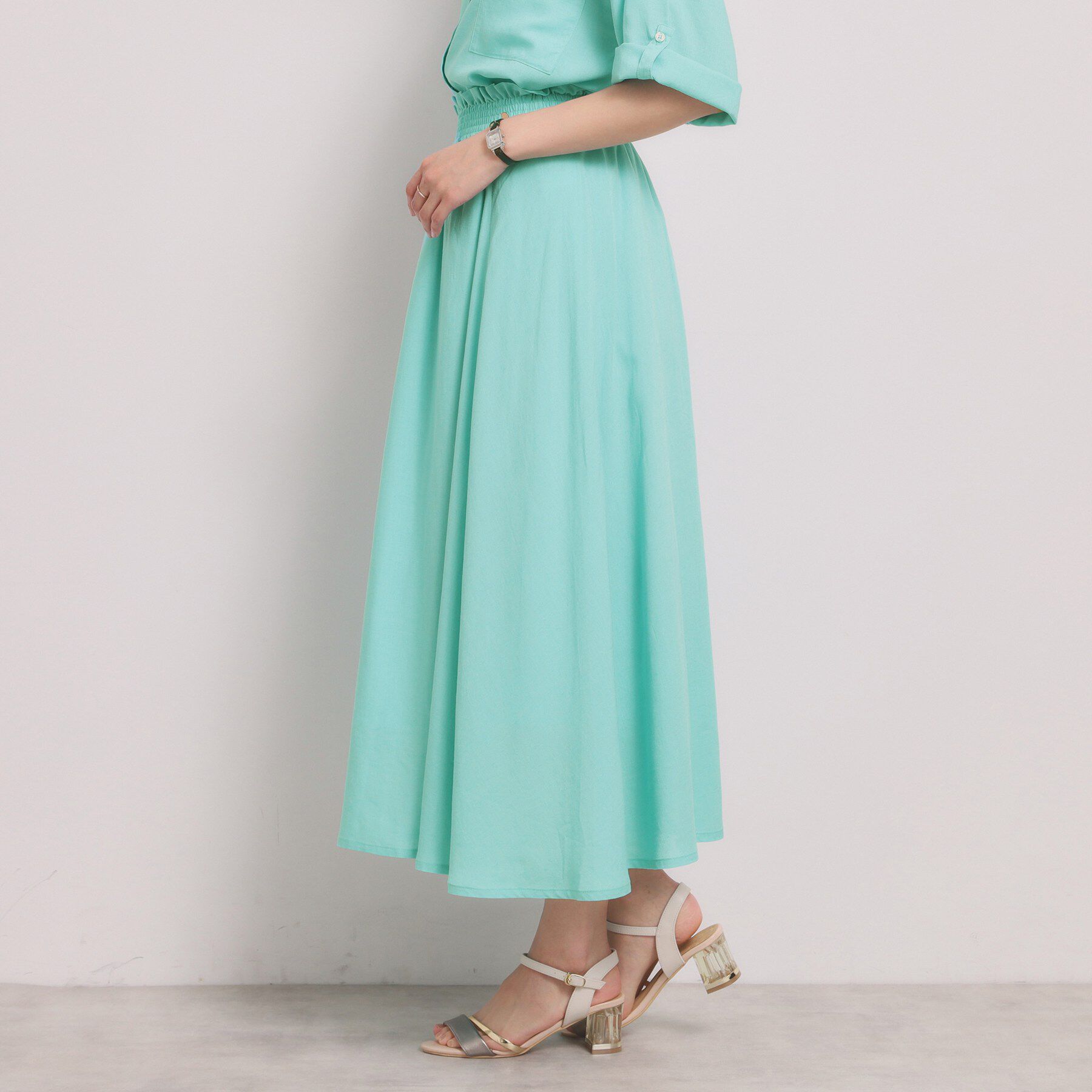 ITS&rsquo;DEMO「【手洗い可／セットアップ可】リネン混ギャザースカート」|スカート|