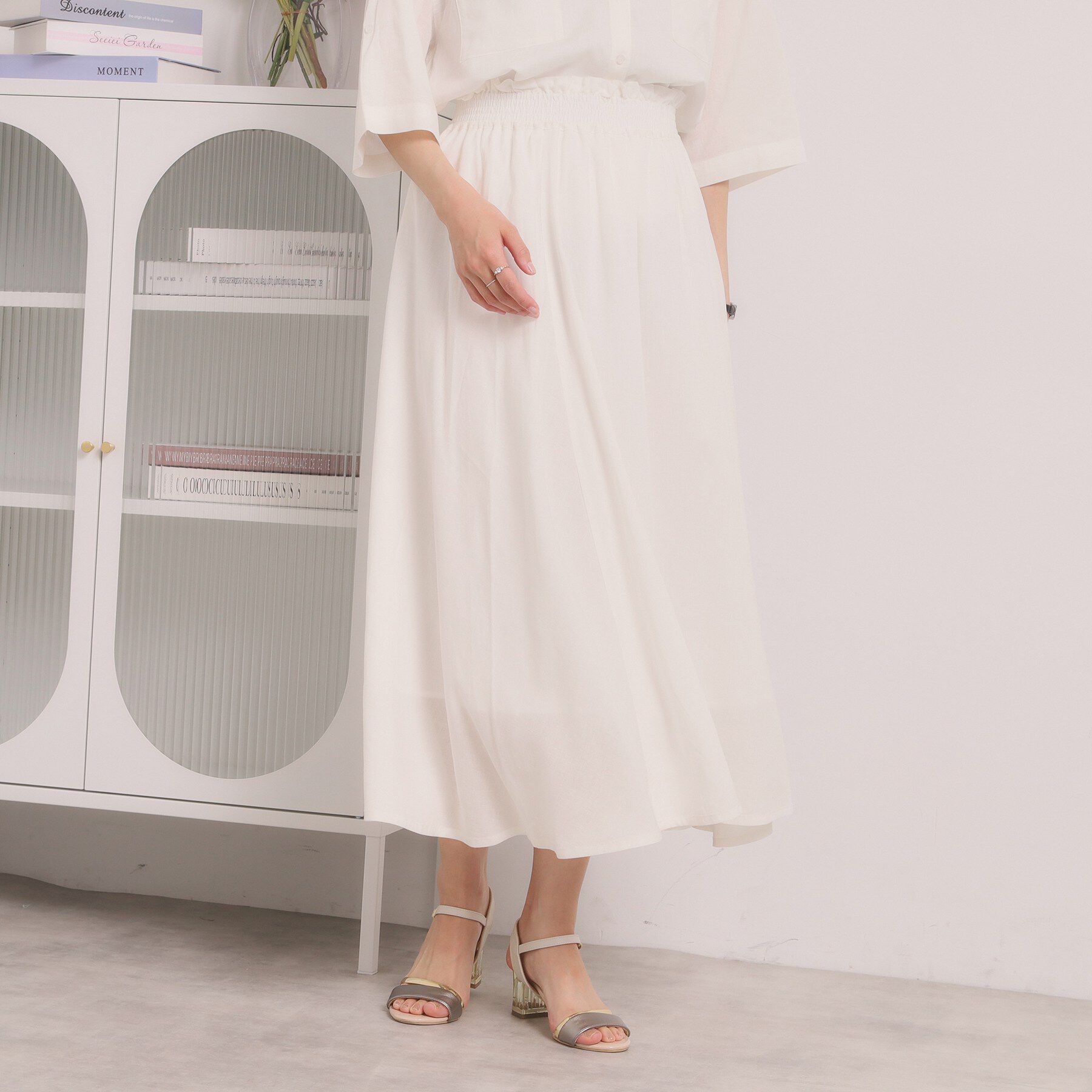 ITS&rsquo;DEMO「【手洗い可／セットアップ可】リネン混ギャザースカート」|スカート|