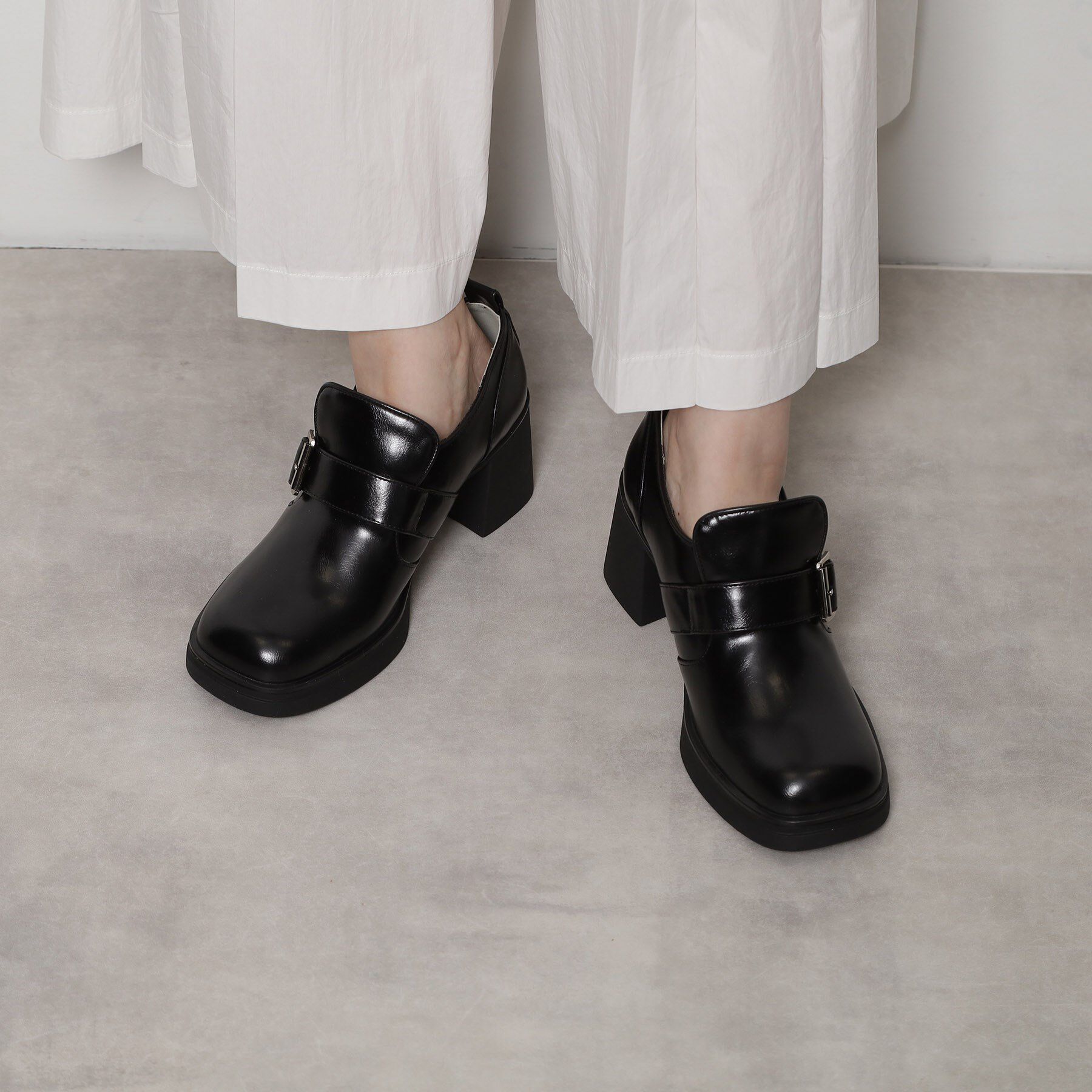 ESPERANZA「スクエアトゥベルトアンクルローファー」|パンプス|