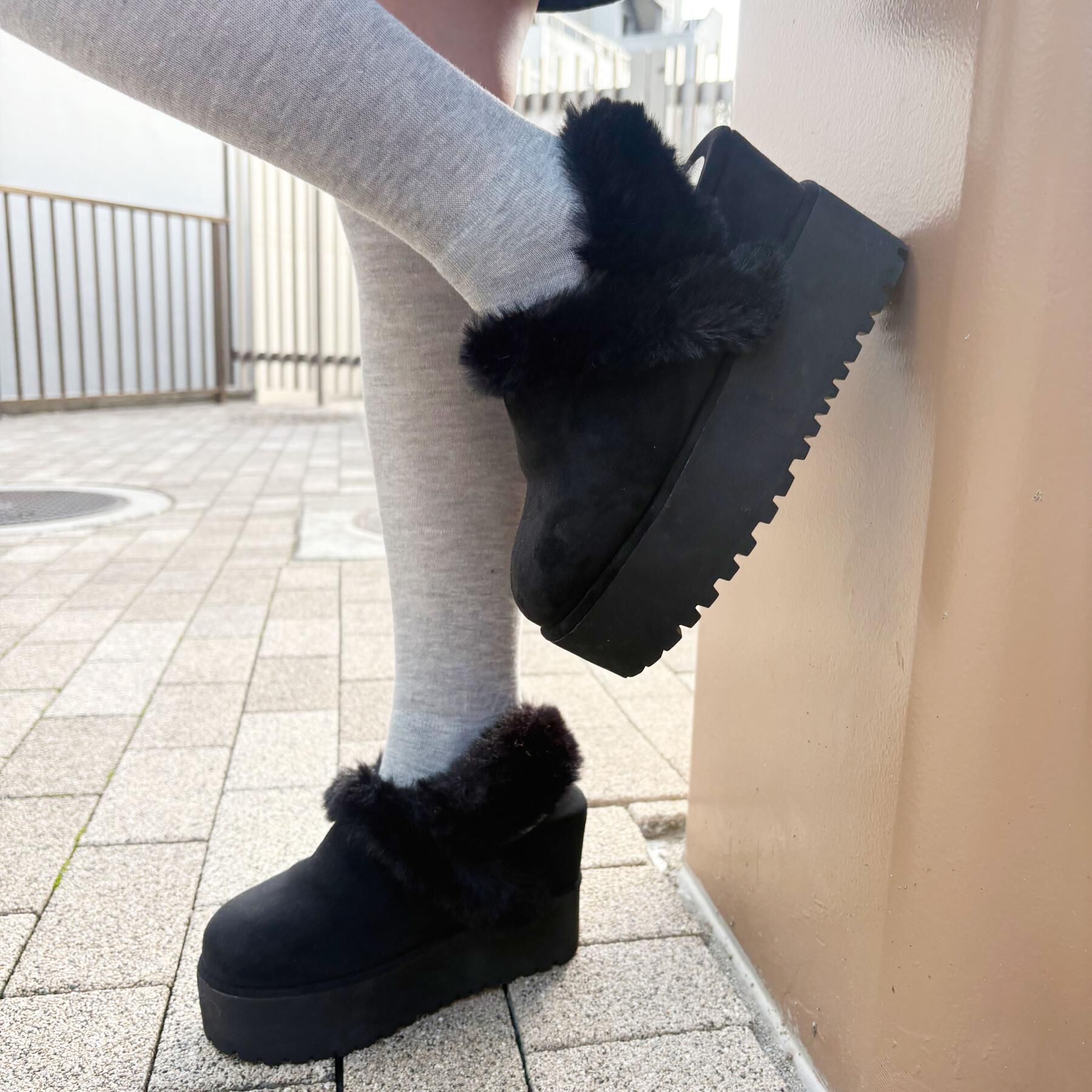 ESPERANZA「厚底2WAYフェイクムートンサボ」|ショートブーツ|