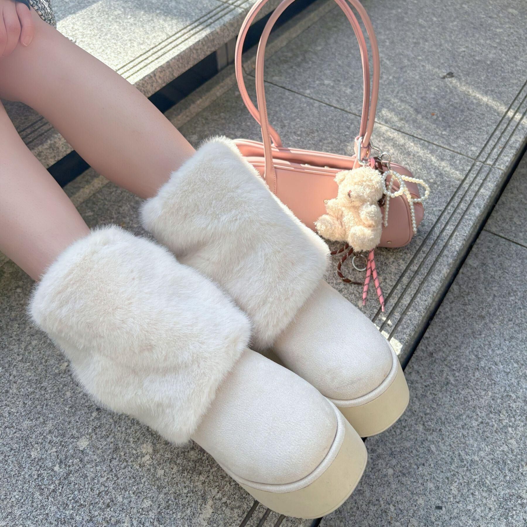 ESPERANZA「【EC先行販売】フェイクファー付き2WAYムートン調ブーツ」|ショートブーツ|