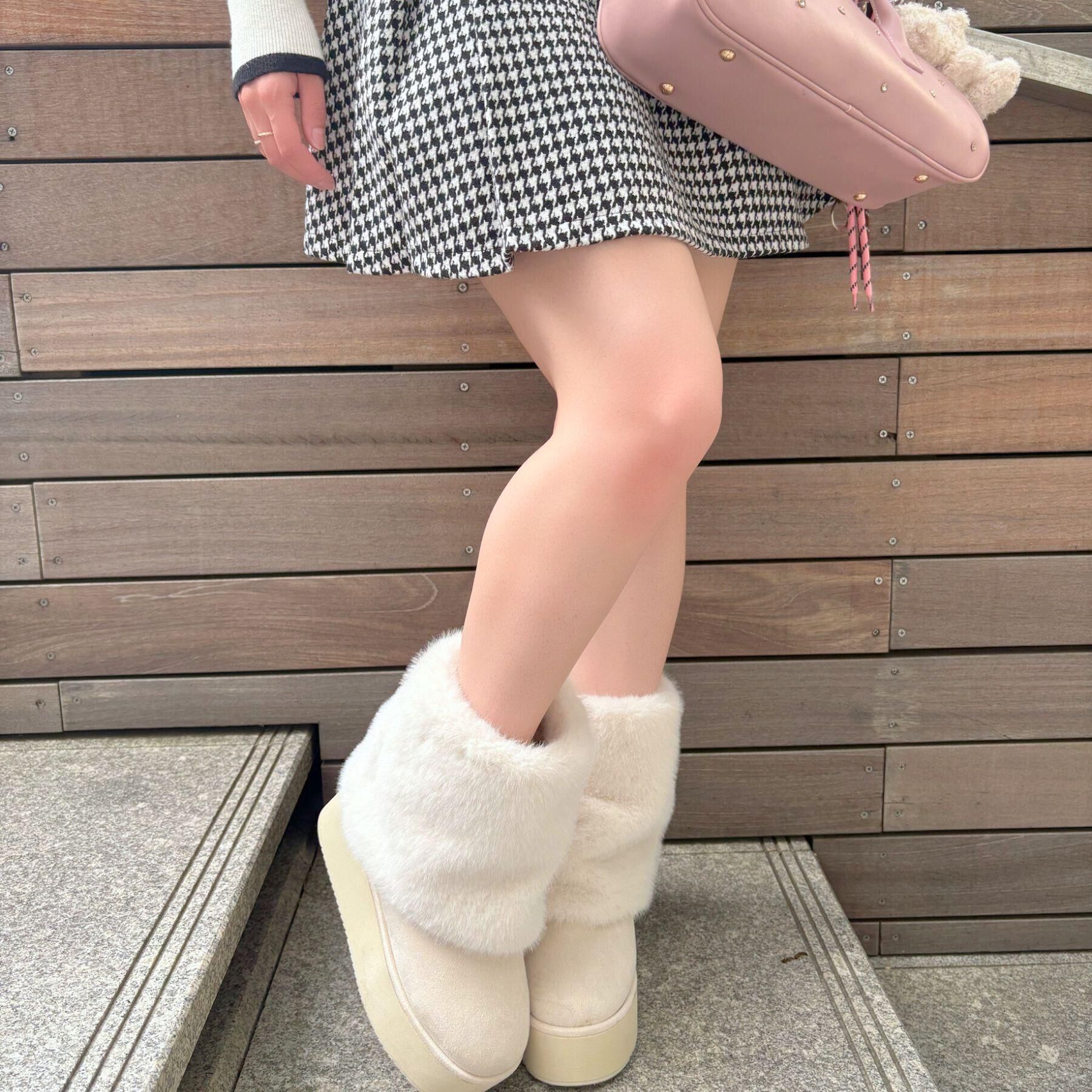 ESPERANZA「【EC先行販売】フェイクファー付き2WAYムートン調ブーツ」|ショートブーツ|