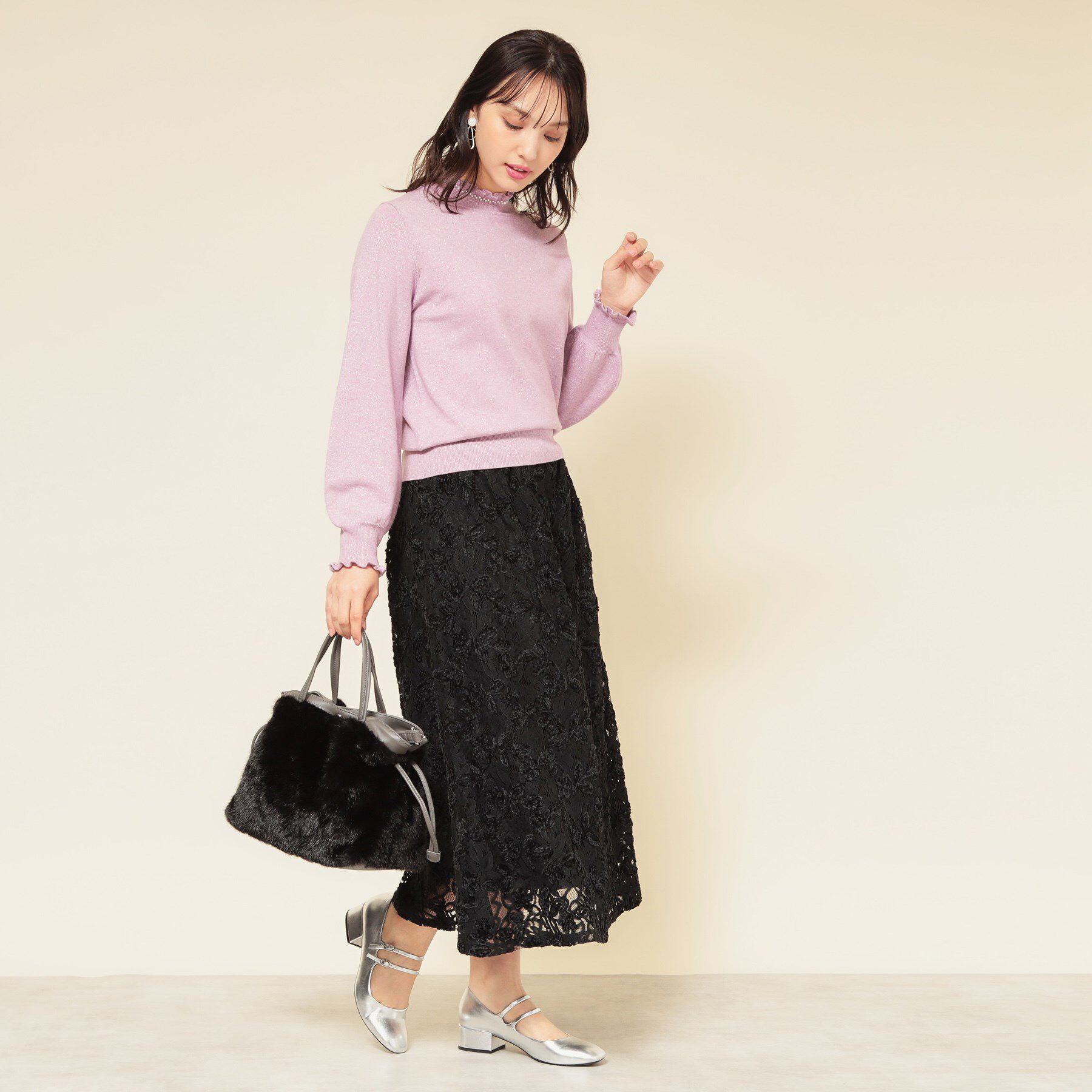 SunaUna「【モールレース／セットアップ可】ふんわりタックスカート」|スカート|