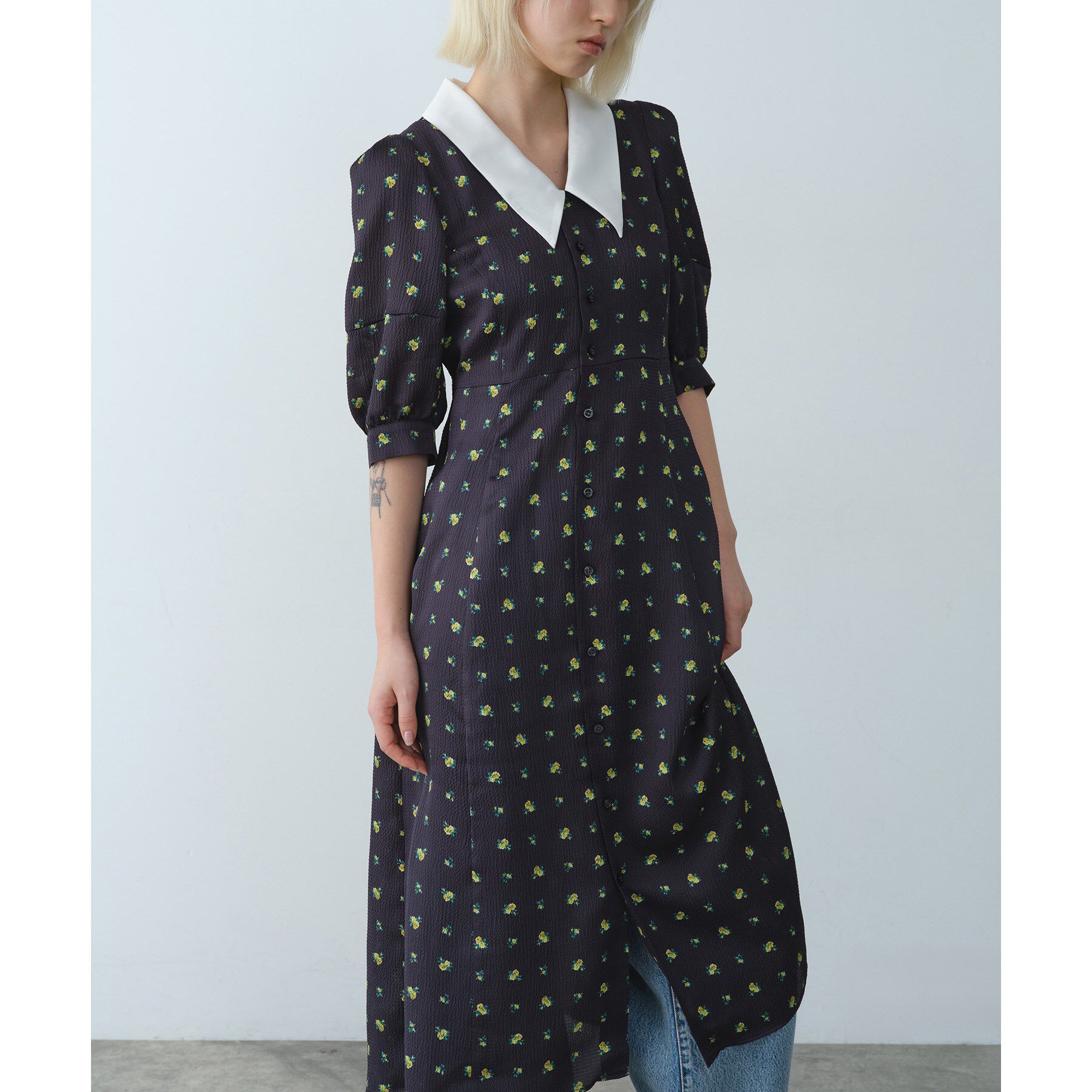 CODE A「blooming flower dress」|ワンピース|ネイビー(194)