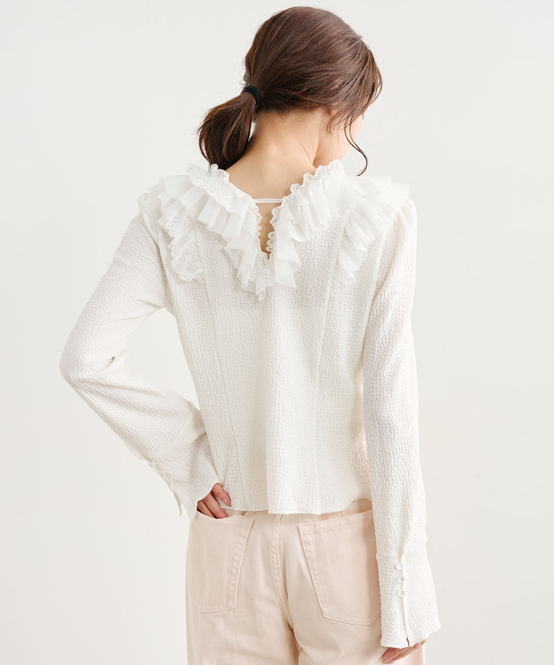 COCO DEAL「レースフリルカットジャカードトップス」|Tシャツ・カットソー|