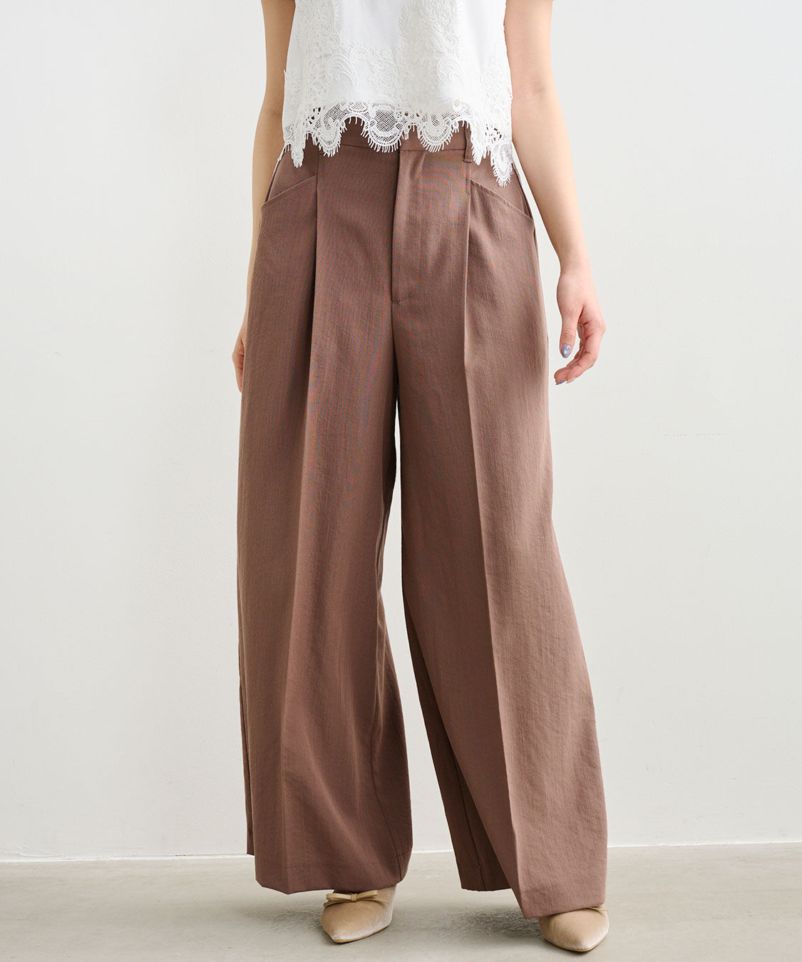 COCO DEAL「リネンライクバックフラップワイドパンツ」|スラックス|