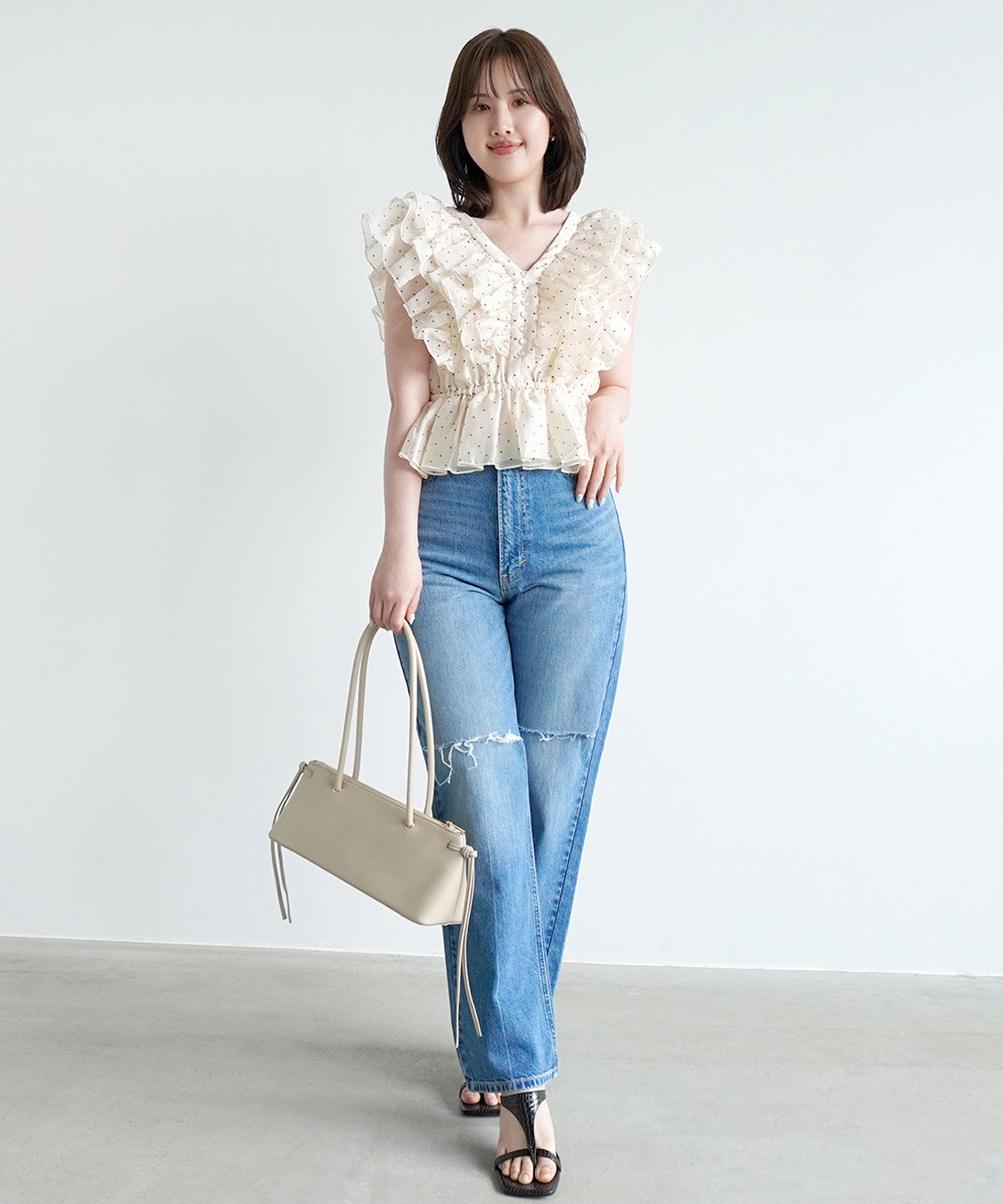 COCO DEAL「《COCO DEAL/Lee》ニースリットストレートデニムパンツ」|デニム|