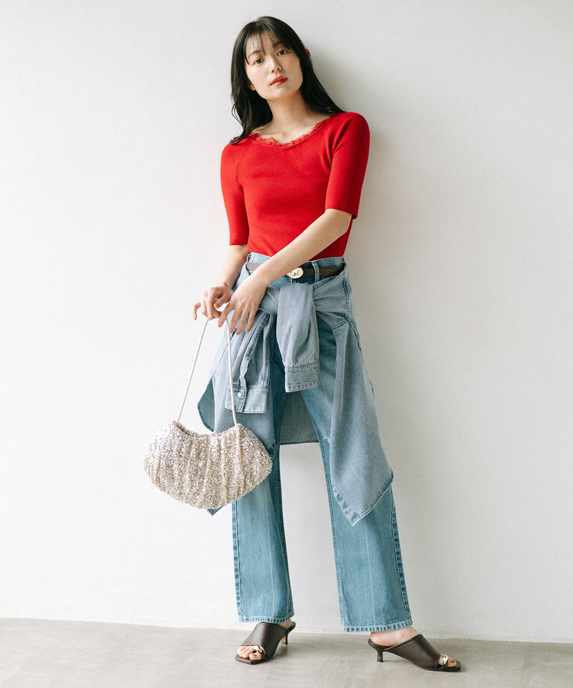 COCO DEAL「《COCO DEAL/Lee》ニースリットストレートデニムパンツ」|デニム|