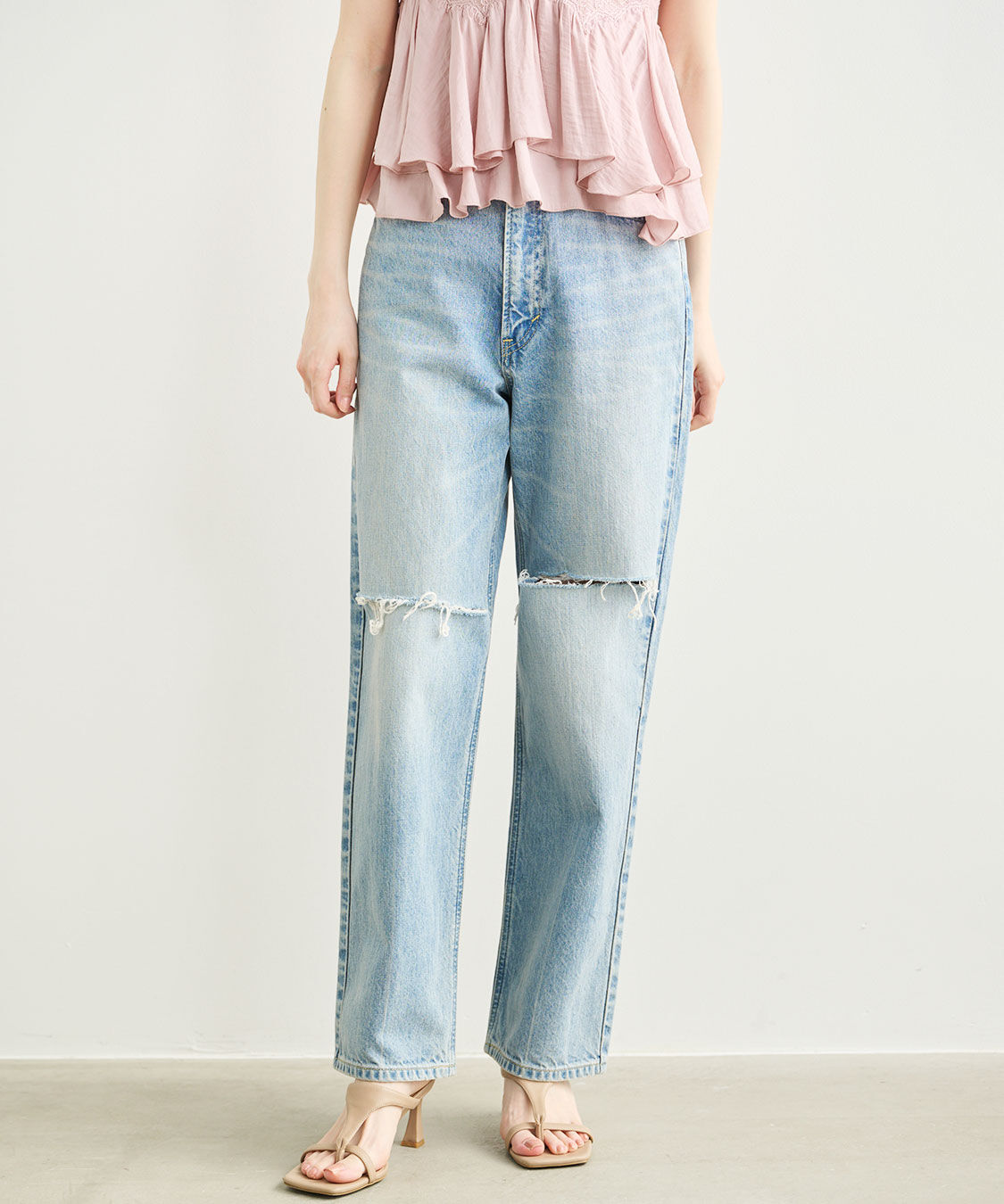 COCO DEAL「《COCO DEAL/Lee》ニースリットストレートデニムパンツ」|デニム|