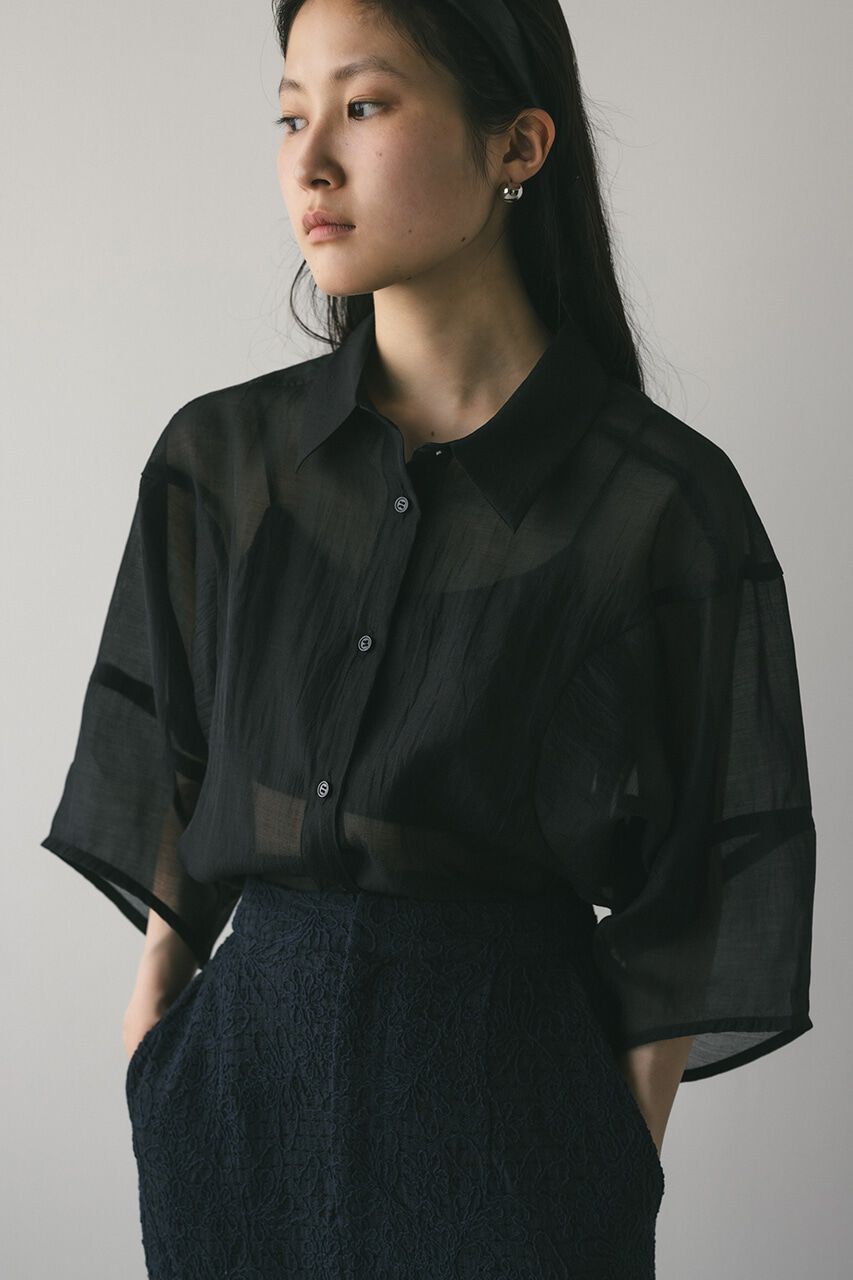 STYLEMIXER「コクーンスリーブシアーシャツ」|シャツ・ブラウス|BLK