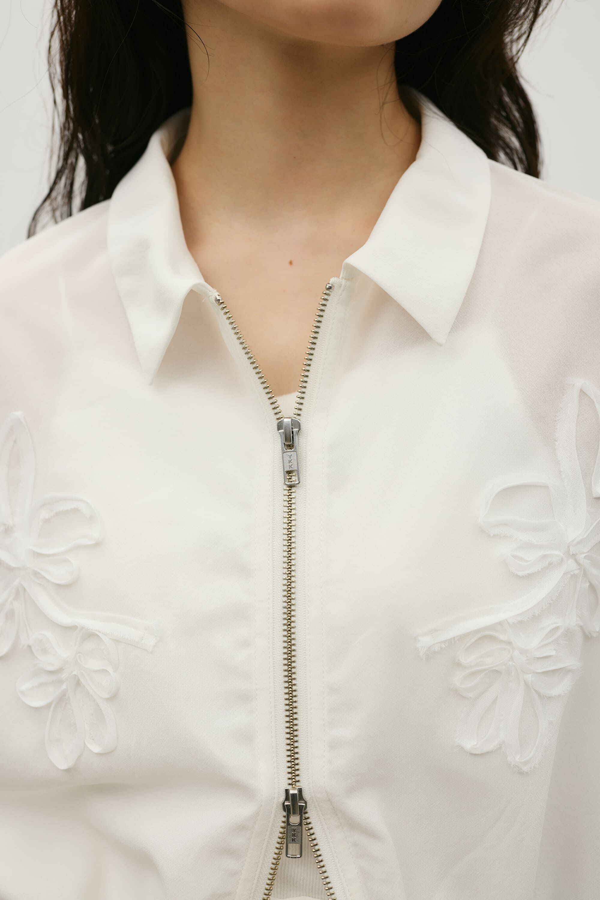 STYLEMIXER「フラワーエンブロイダリージップシャツ」|シャツ・ブラウス|