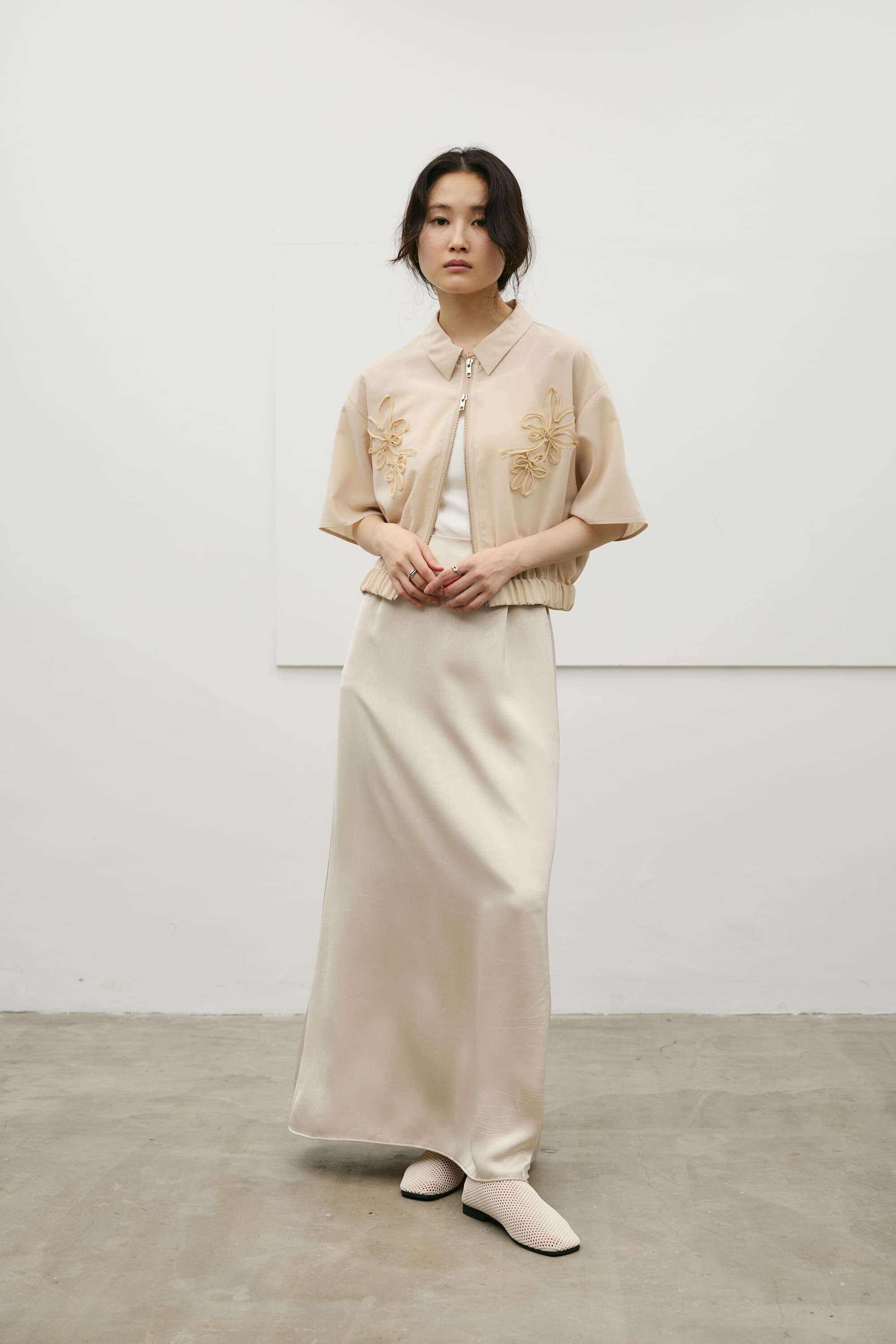 STYLEMIXER「フラワーエンブロイダリージップシャツ」|シャツ・ブラウス|