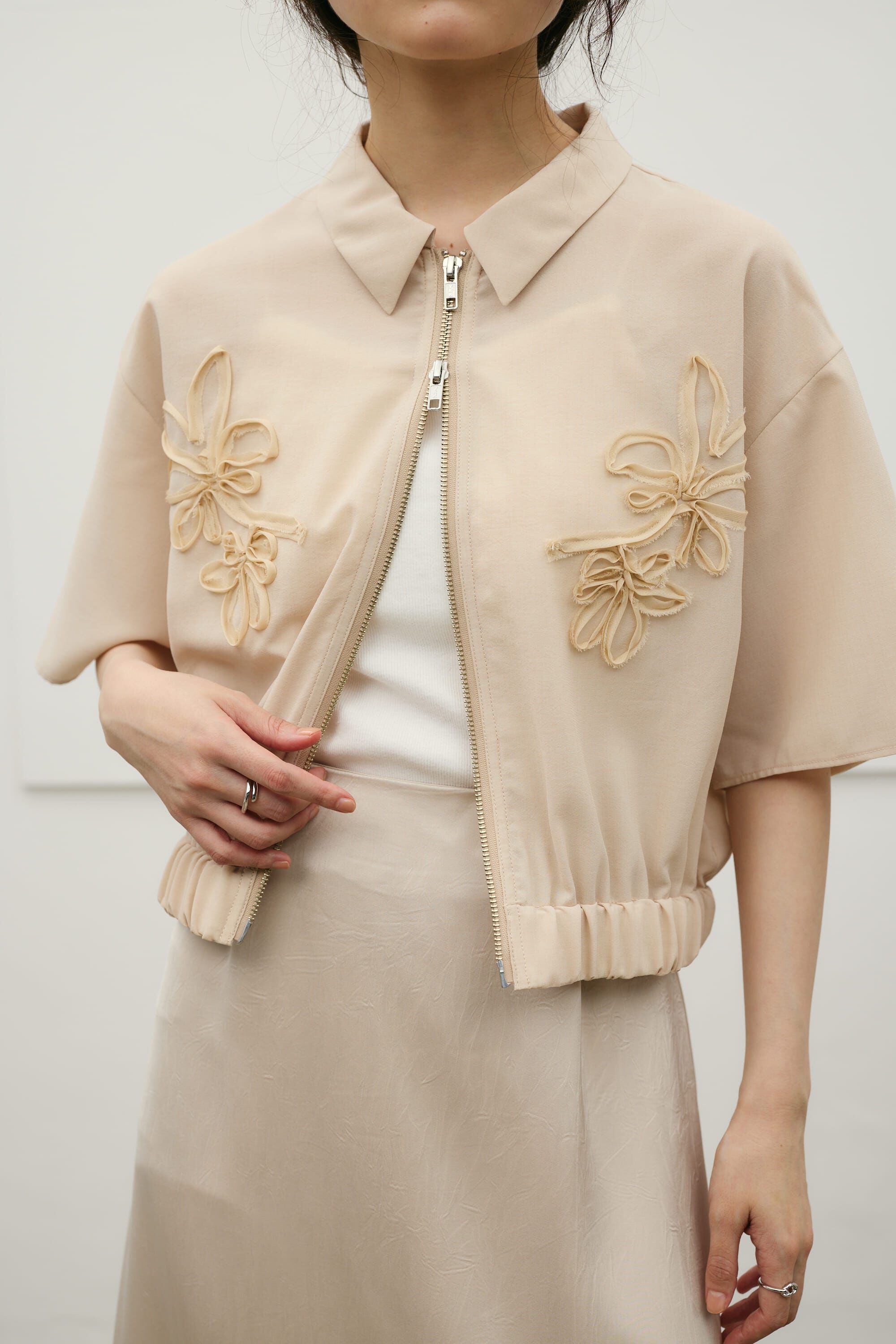 STYLEMIXER「フラワーエンブロイダリージップシャツ」|シャツ・ブラウス|