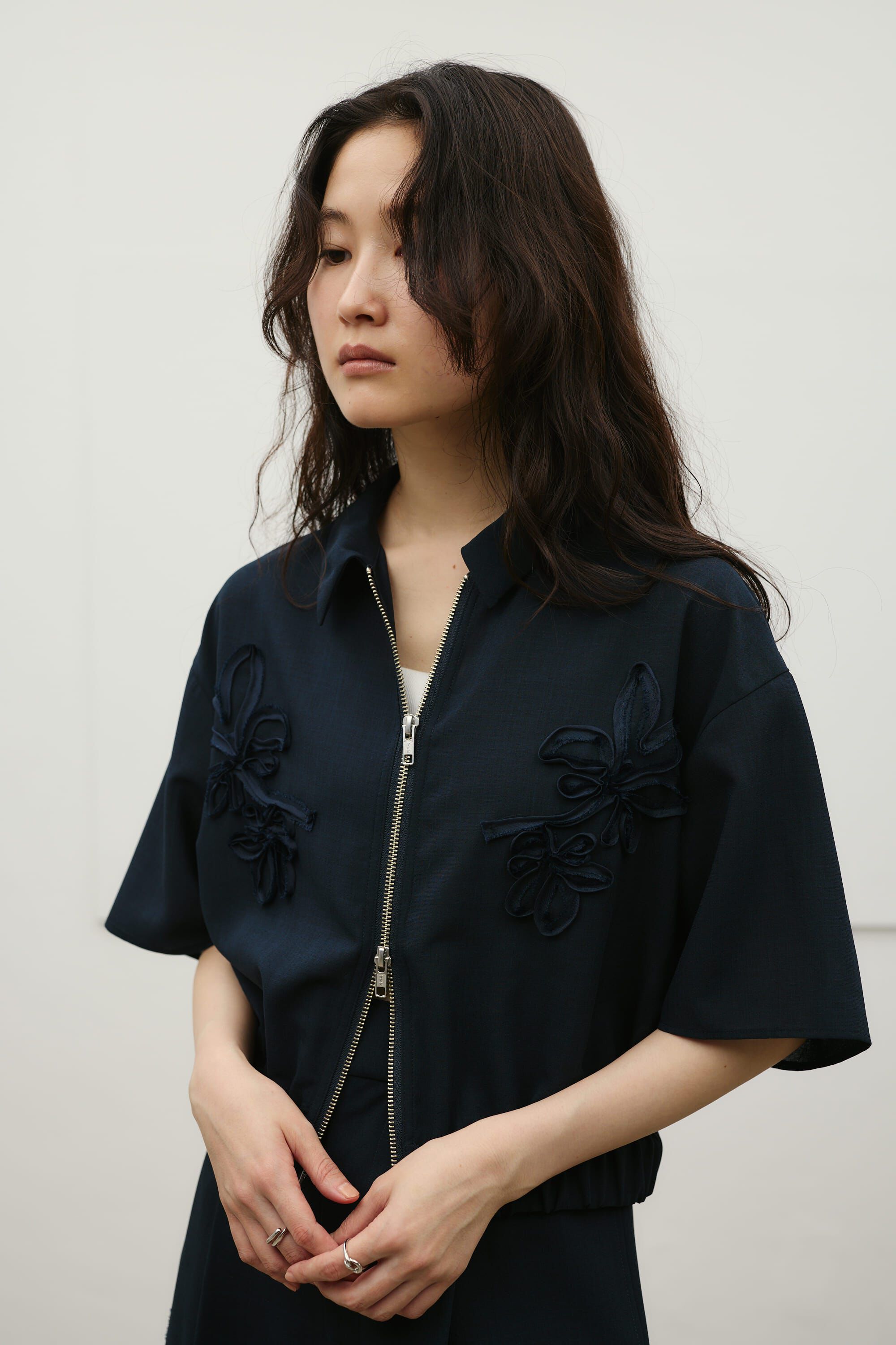 STYLEMIXER「フラワーエンブロイダリージップシャツ」|シャツ・ブラウス|