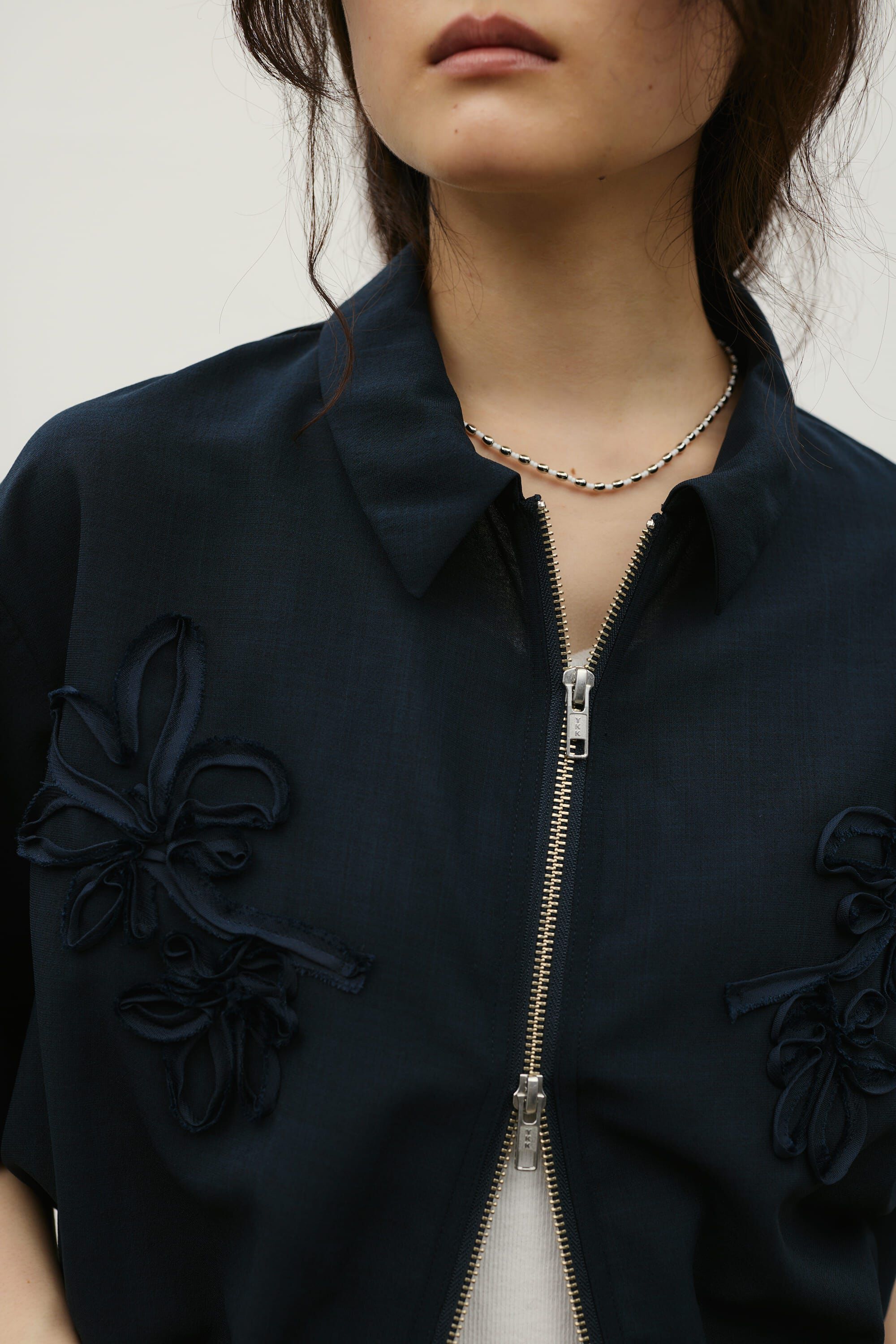 STYLEMIXER「フラワーエンブロイダリージップシャツ」|シャツ・ブラウス|