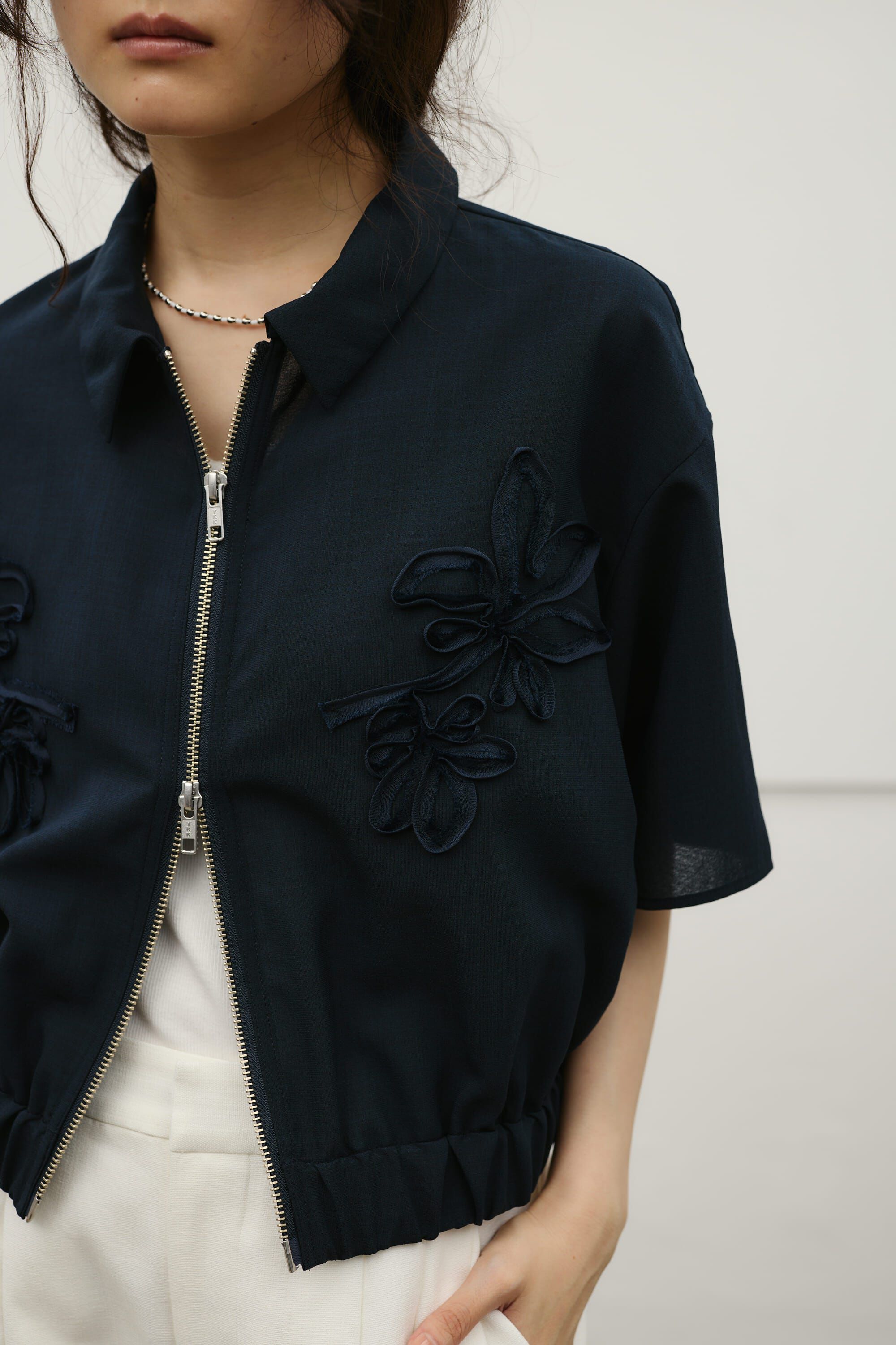 STYLEMIXER「フラワーエンブロイダリージップシャツ」|シャツ・ブラウス|