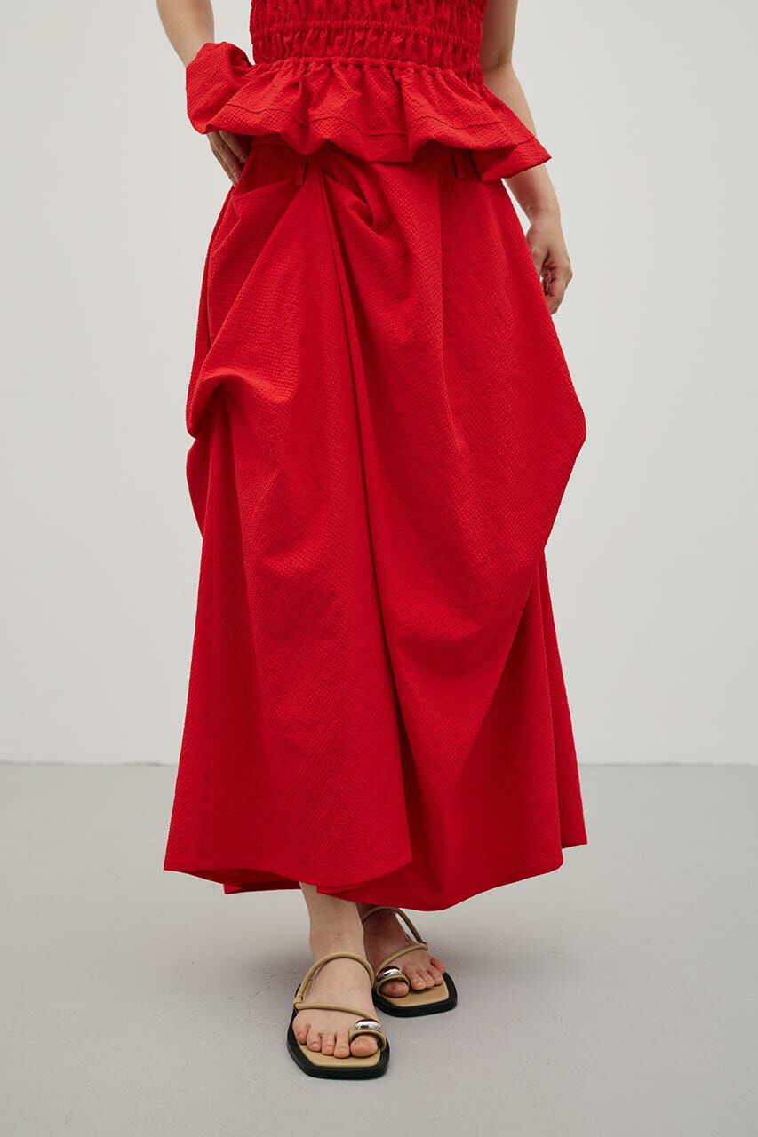 STYLEMIXER「ランダムタックサッカースカート」|スカート|RED