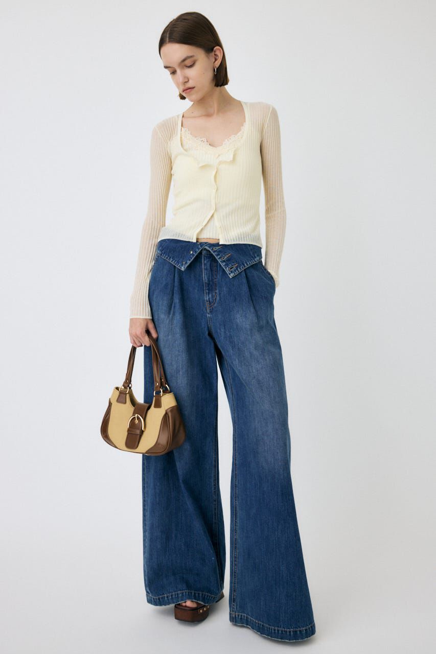 MOUSSY「SHEER RIB カーディガン」|カーディガン|