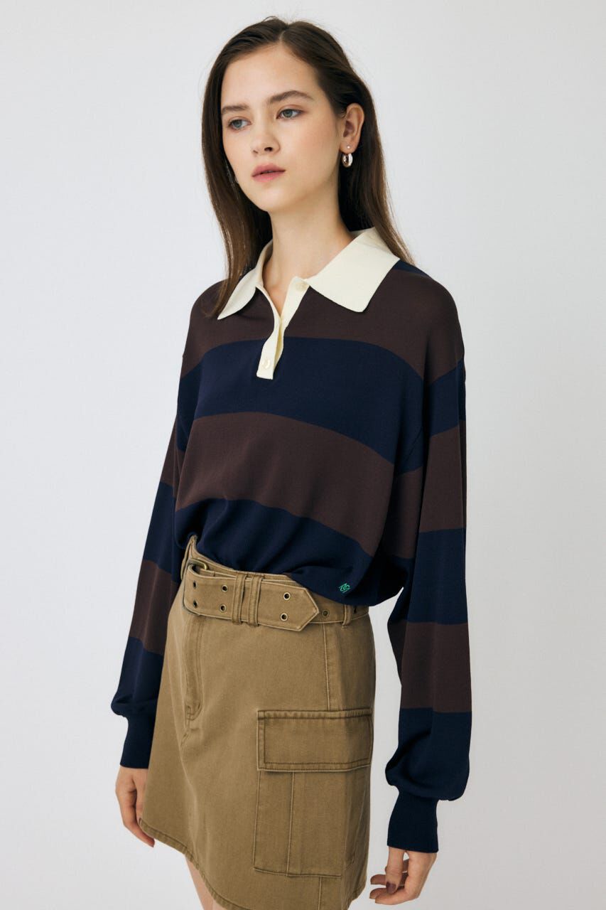 MOUSSY「BORDER KNIT ポロ」|ニット・セーター|