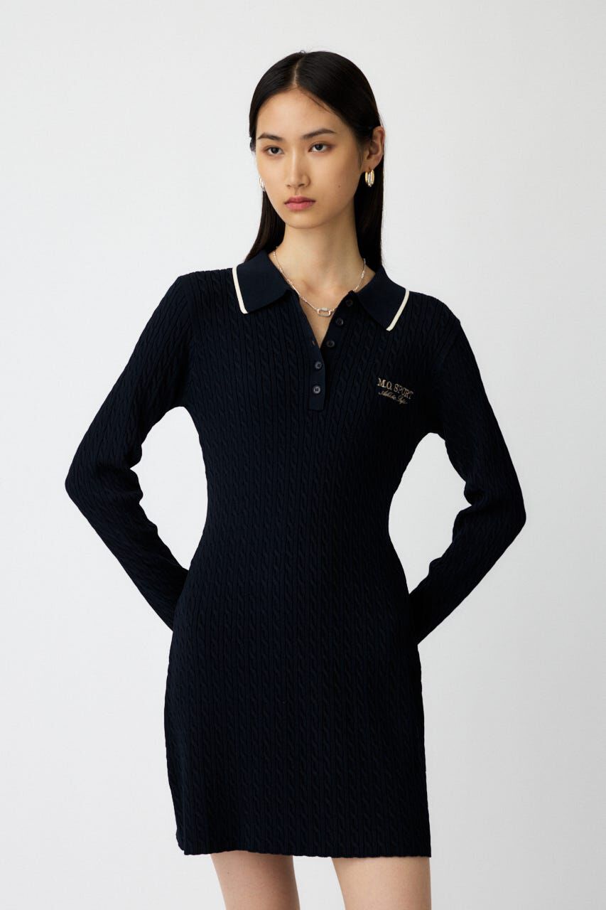 MOUSSY「LOGO CABLE KNIT ミニドレス」|ワンピース|