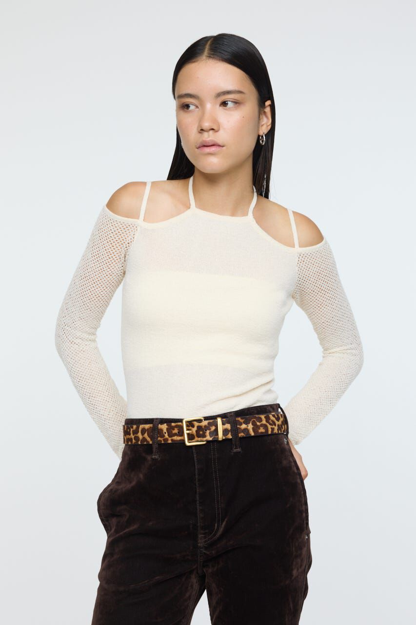MOUSSY「OPEN SHOULDER HALTER ニットトップス」|ニット・セーター|