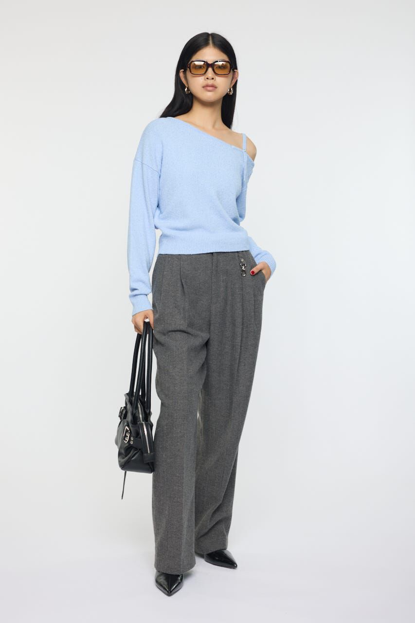 MOUSSY「BUTTON STRAP ワンショルダートップス」|ニット・セーター|