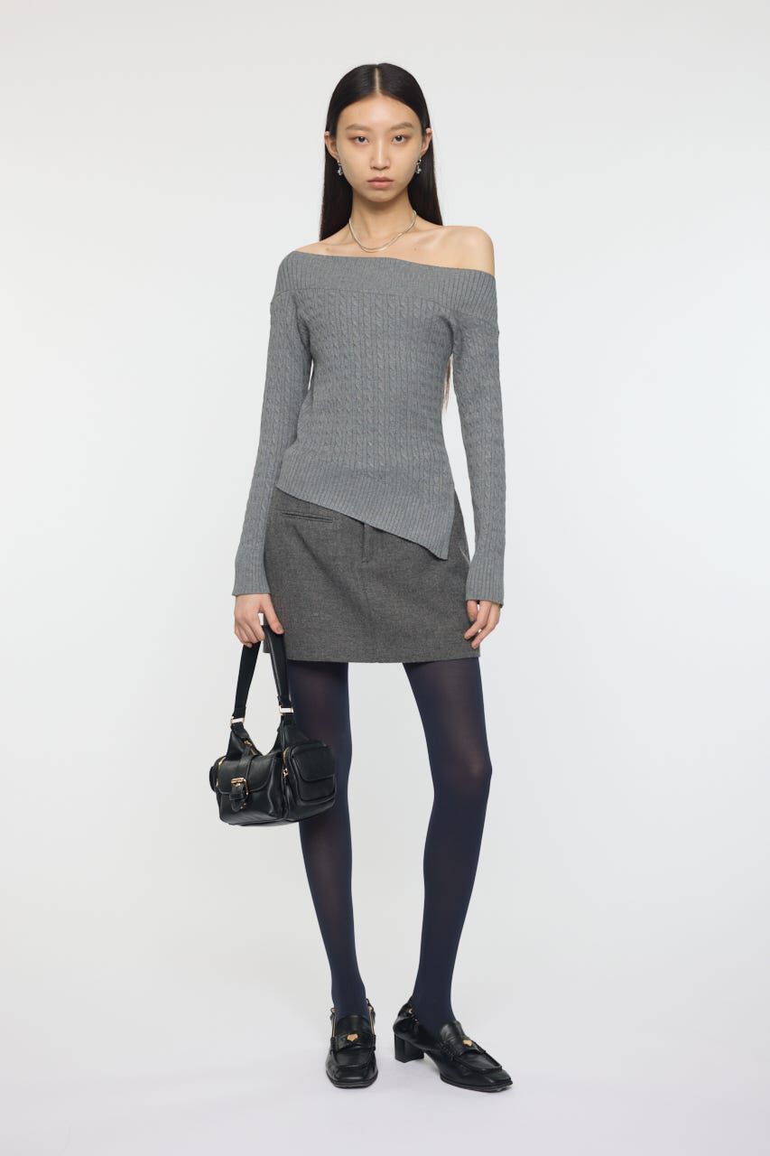 MOUSSY「ASYMMETRY SHOULDER CABLE ニット」|ニット・セーター|