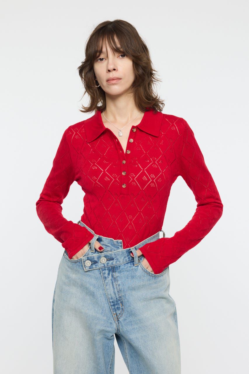 MOUSSY「EYELET KNIT ボディスーツ」|ニット・セーター|