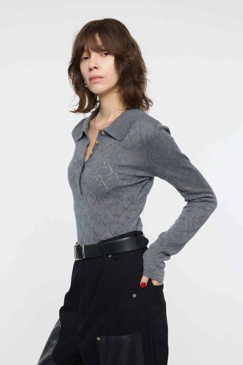 MOUSSY「EYELET KNIT ボディスーツ」|ニット・セーター|