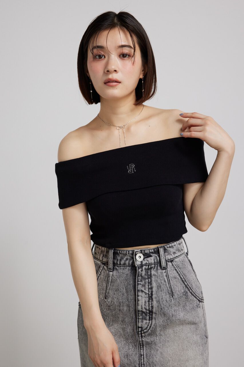 rienda「RモチーフプレートカットTOP」|Tシャツ・カットソー|BLK
