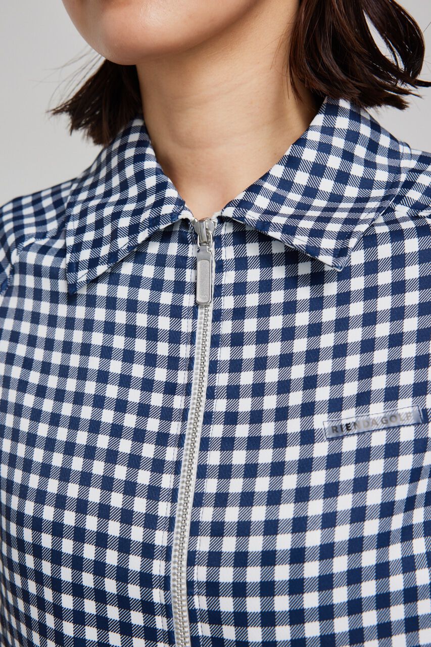 rienda「ギンガムチェックZIP UPブルゾン」|ブルゾン・スタジャン|