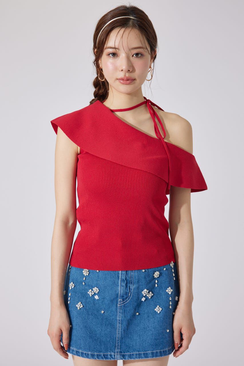 rienda「ワンショルダーニットトップス」|シャツ・ブラウス|