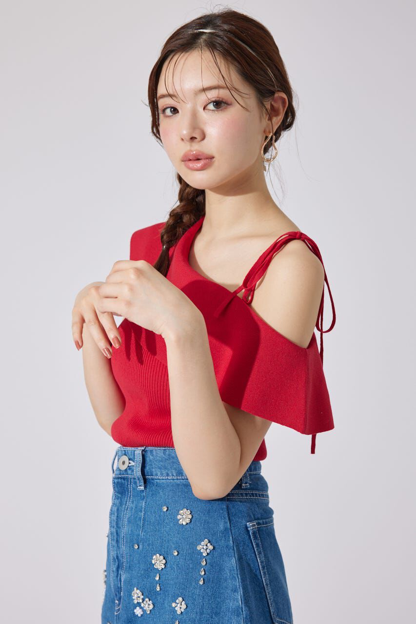 rienda「ワンショルダーニットトップス」|シャツ・ブラウス|