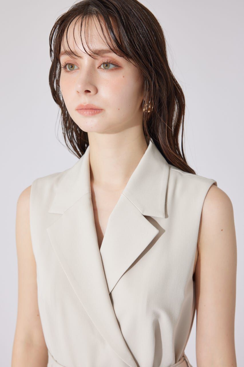 rienda「テーラードデザインノースリーブロンパース」|ワンピース|