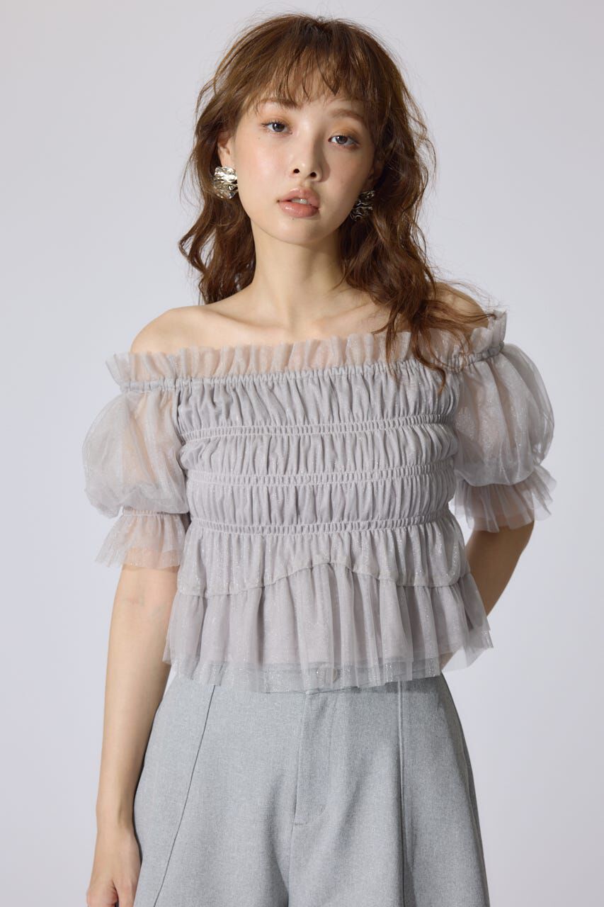 rienda「シアーオフショルショートスリーブブラウス」|シャツ・ブラウス|
