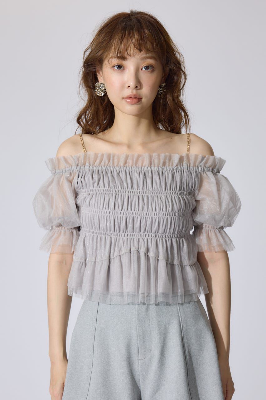 rienda「シアーオフショルショートスリーブブラウス」|シャツ・ブラウス|