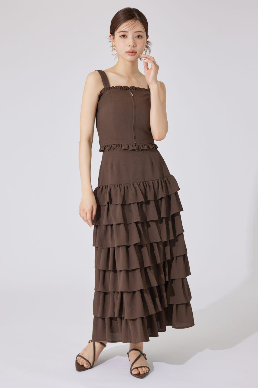rienda「ジャストウエストティアードマキシスカート」|スカート|
