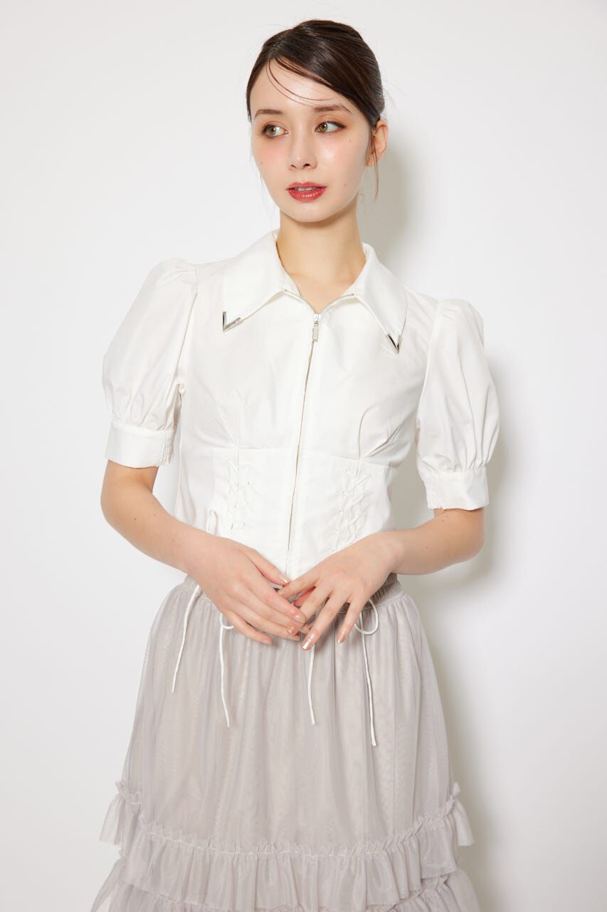 rienda「コンパクトレースアップブラウス」|シャツ・ブラウス|