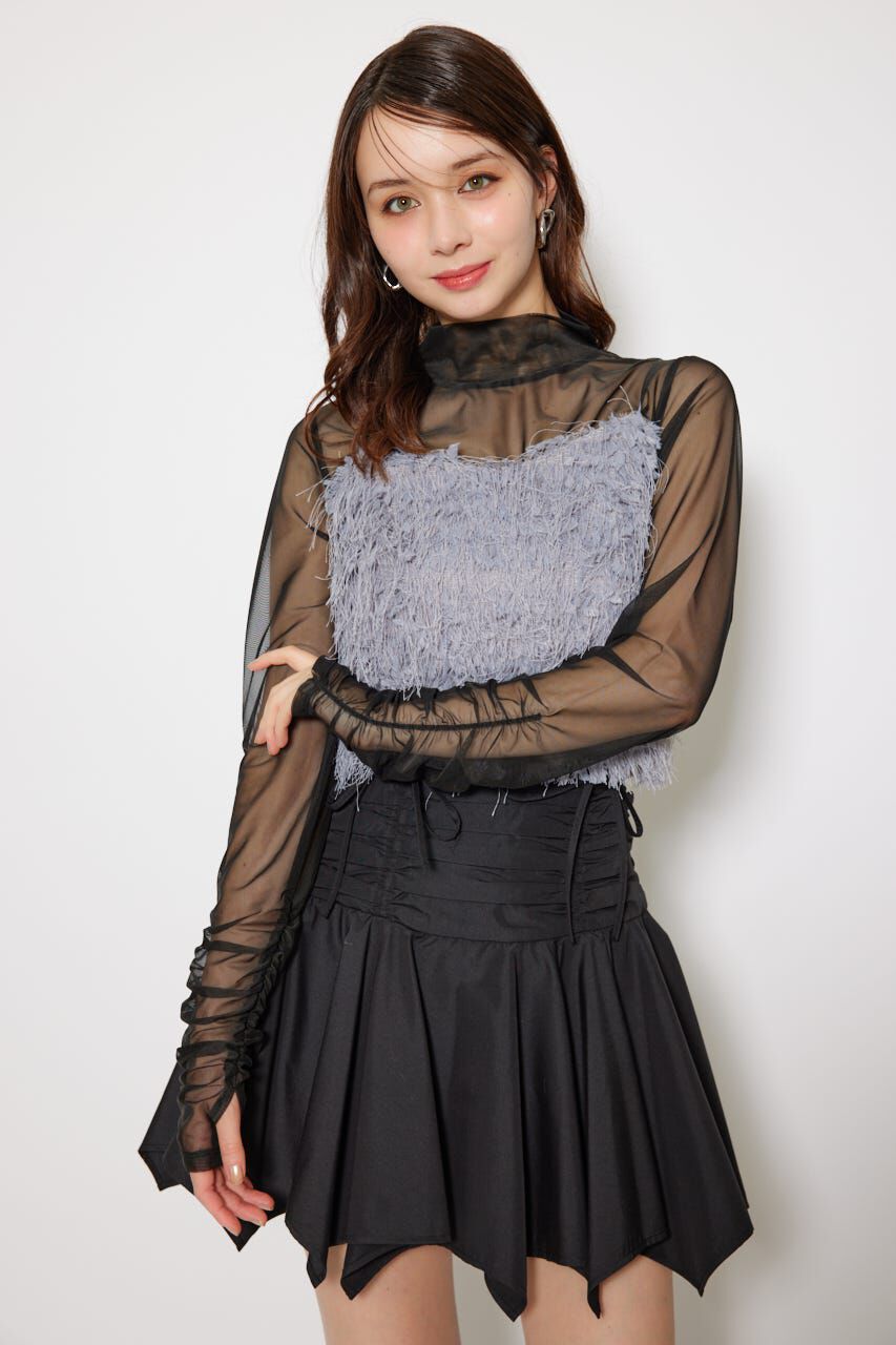 rienda「2WAYスリーブギャザーシアートップス」|Tシャツ・カットソー|