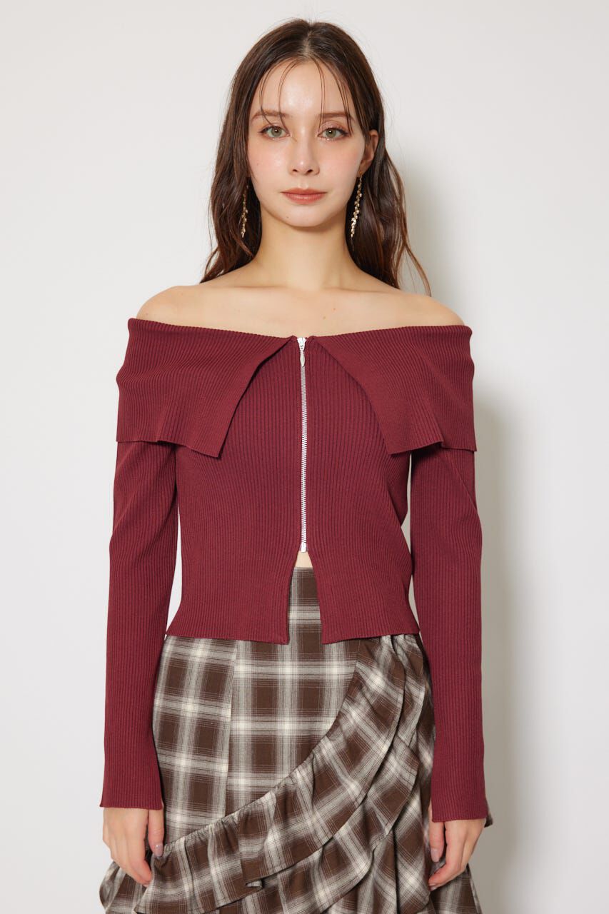 rienda「フロントZIPリブニットトップス」|ニット・セーター|