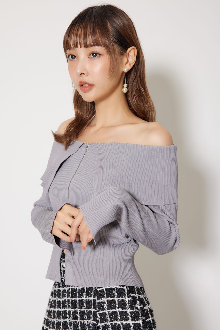 rienda「フロントZIPリブニットトップス」|ニット・セーター|