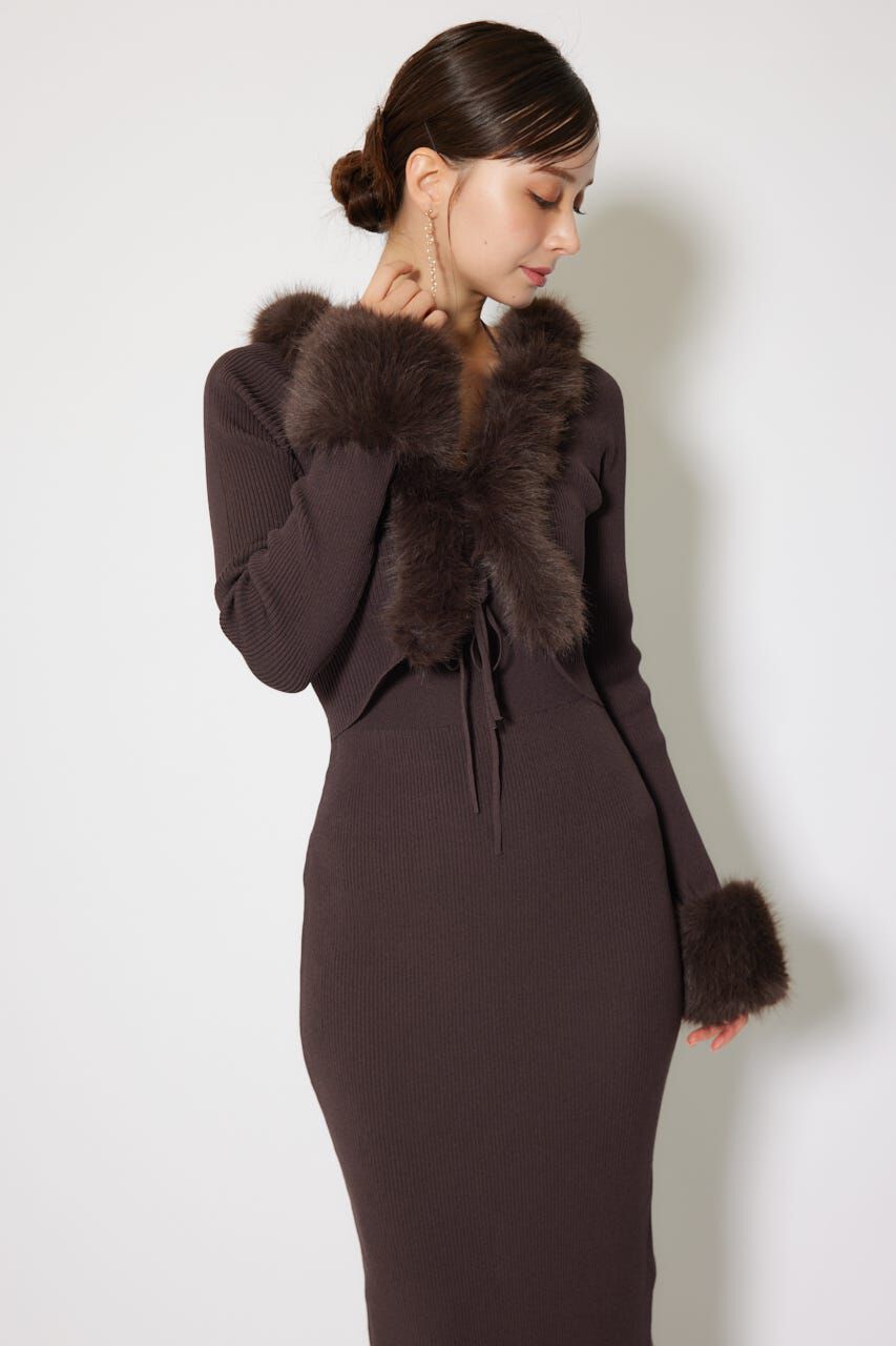 rienda「フェイクファーレディーニットワンピース」|ワンピース|