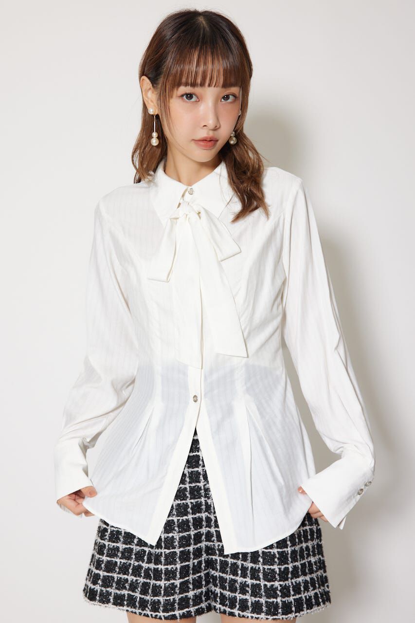 rienda「ウエストシェイプボウタイシャツ」|シャツ・ブラウス|