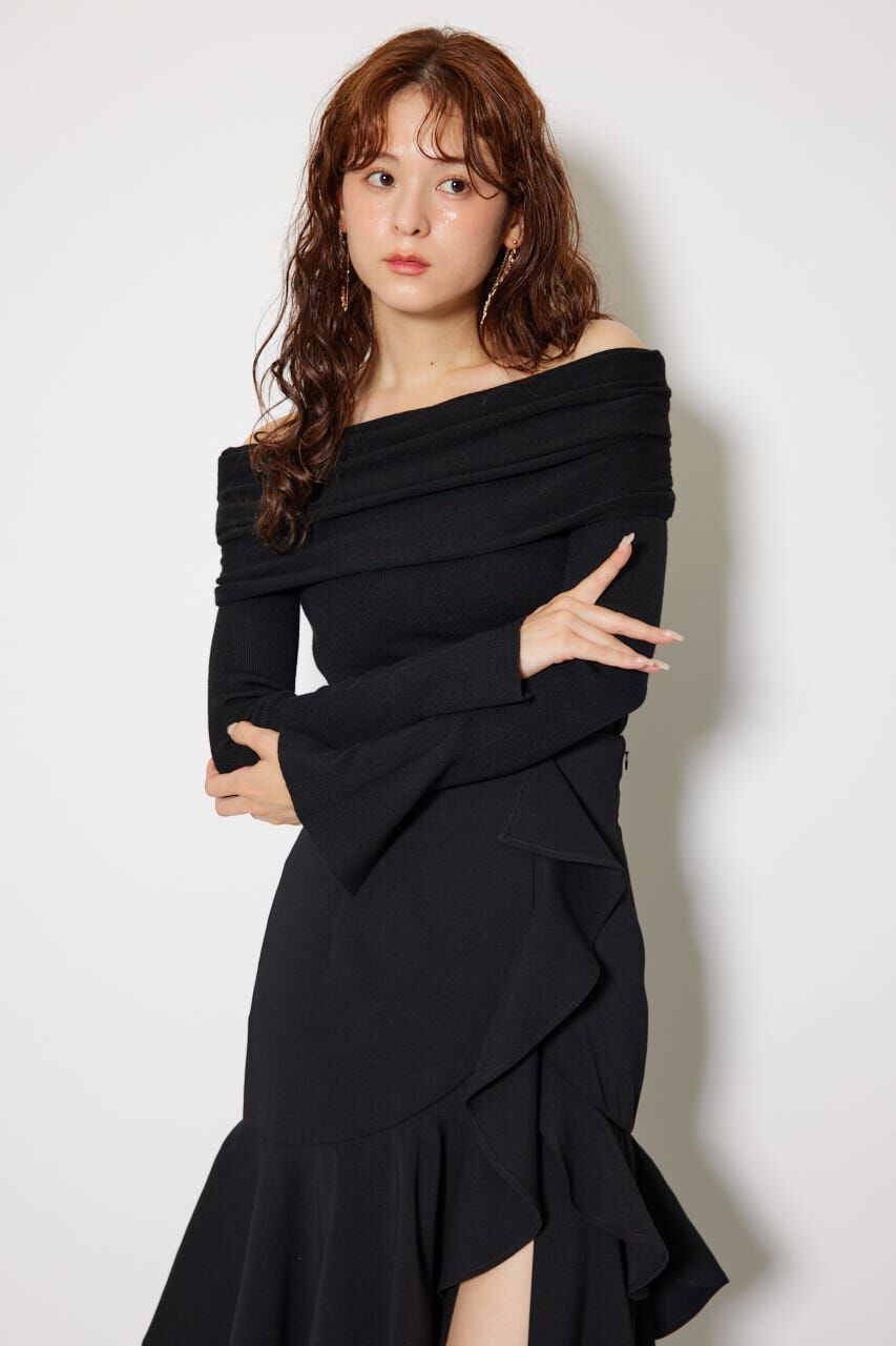 rienda「オフショルギャザーニットトップス」|ニット・セーター|