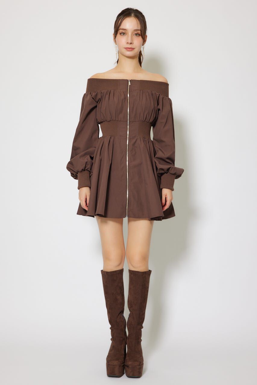 rienda「MA-1オフショルロングスリーブミニワンピース」|ワンピース|