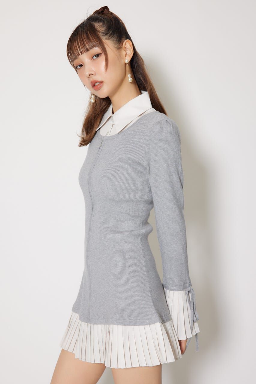 rienda「レイヤードパターンシャツニットミニワンピース」|ワンピース|