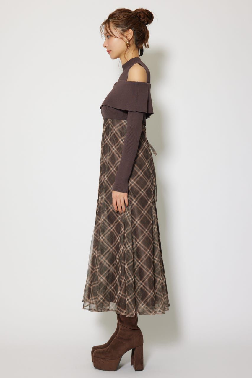 rienda「ドッキングオフショルニットフレアワンピース」|ワンピース|