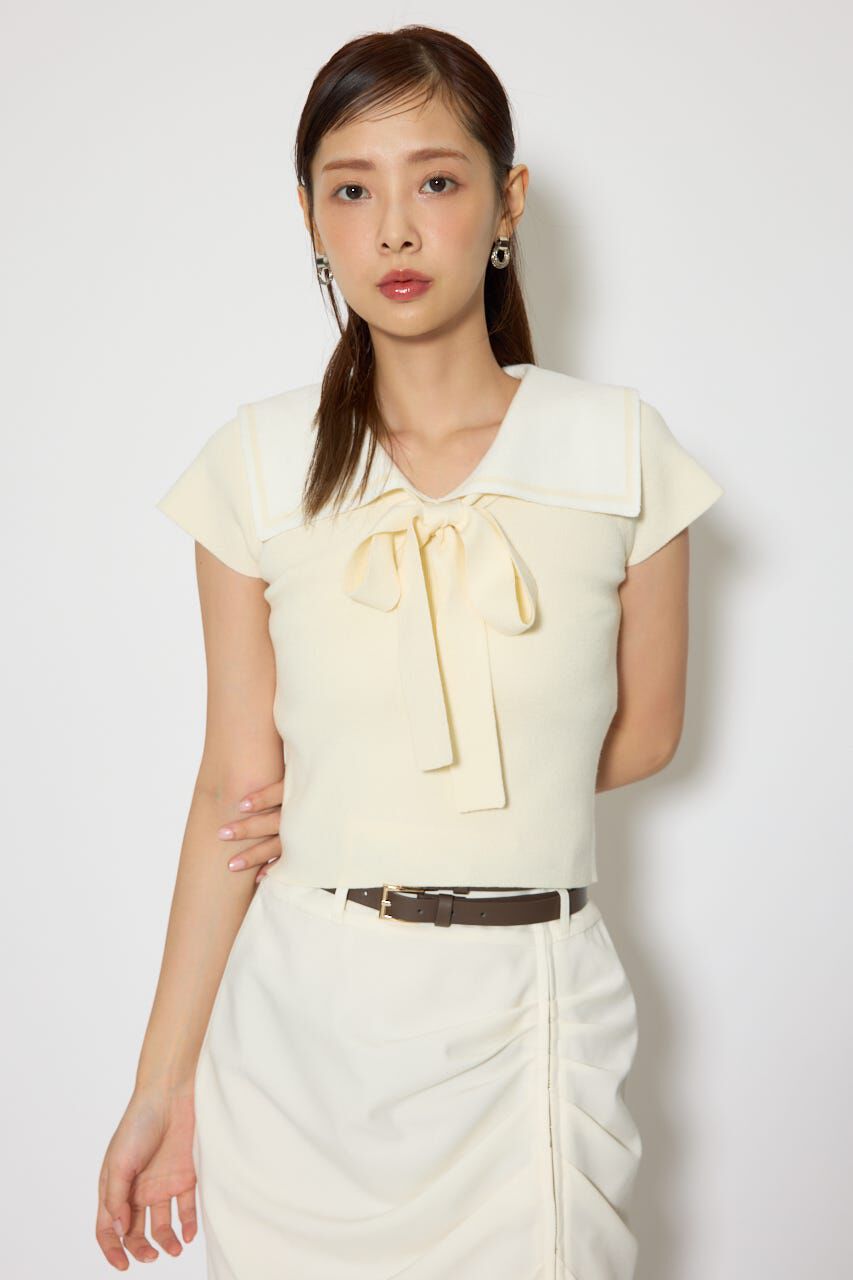 rienda「セーラーカラーデザインニットトップス」|ニット・セーター|YEL