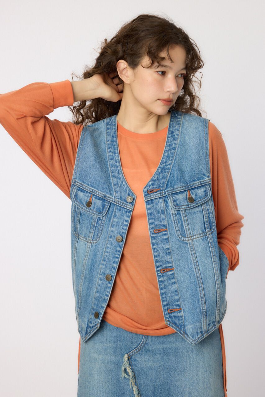 RODEO CROWNS「V CUT デニムベスト」|ダウンベスト・ベスト|