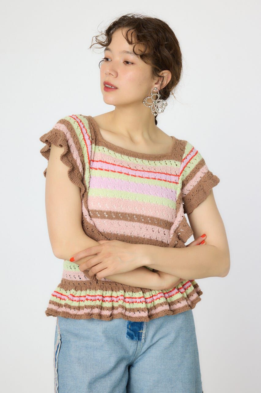 RODEO CROWNS「2WAYフリルクロシェニットトップス」|タンクトップ|Multi_1